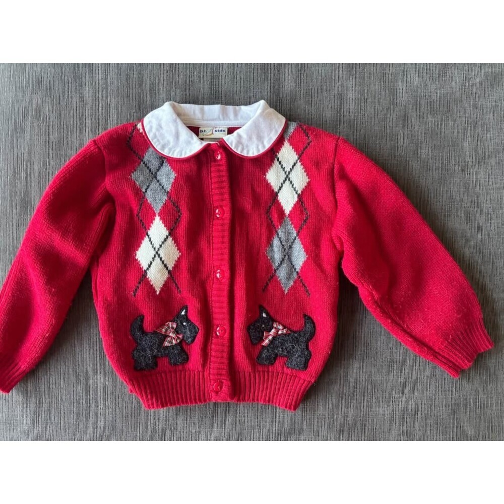 🐾 Vintage B.T. Kids Scottie Dog Cardigan size 4